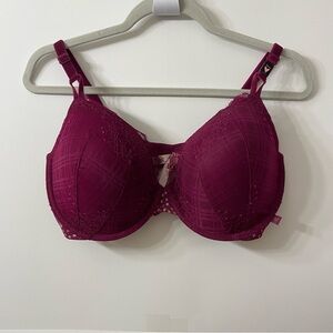 NWT Victoria’s Secret Burgundy Lined Demi Lace Velvet Bra 36 DDD